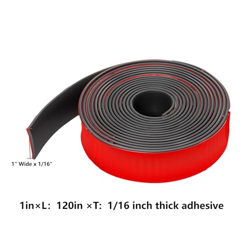 Adhesive Solid Rubber Strips - 1" Wide x 1/16" Thick x 120" Long, Black Neoprene Rubber Gasket Strip Roll for DIY Seal, Weather Striping,Liner,Cushion & Craft - size: 1" W X 120" L, style: 1/16" Thick Adhesive