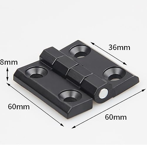 2 Pcs Black Zinc Alloy Hinge Door Frame Hinges Aluminum Profile Hinge Install Kit for 2020 Aluminum Extrusion Profile Slot 6mm (60x60mm) - size: 60x60mm