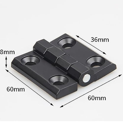 2 Pcs Black Zinc Alloy Hinge Door Frame Hinges Aluminum Profile Hinge Install Kit for 2020 Aluminum Extrusion Profile Slot 6mm (60x60mm) - size: 60x60mm