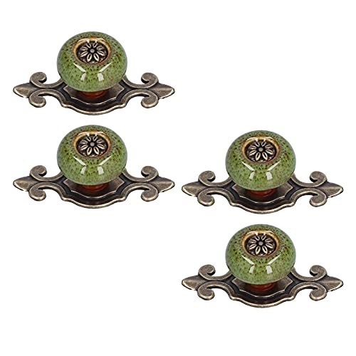 4 Set Zinc Alloy Round Cabinet Knob Drawer Pull Handle Green for Furniture Wardrobe Bathroom Hardware