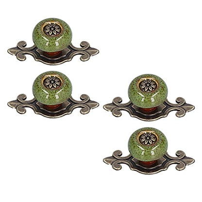 4 Set Zinc Alloy Round Cabinet Knob Drawer Pull Handle Green for Furniture Wardrobe Bathroom Hardware