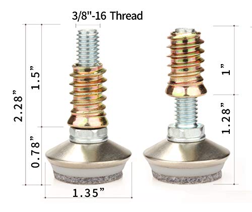 Furniture Levelers - Adjustable Leveling Legs for Tables Chairs Cabinets Felt Pads Included (4, D34mm Silver) - size: D34mm Silver