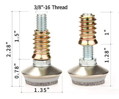 Furniture Levelers - Adjustable Leveling Legs for Tables Chairs Cabinets Felt Pads Included (4, D34mm Silver) - size: D34mm Silver