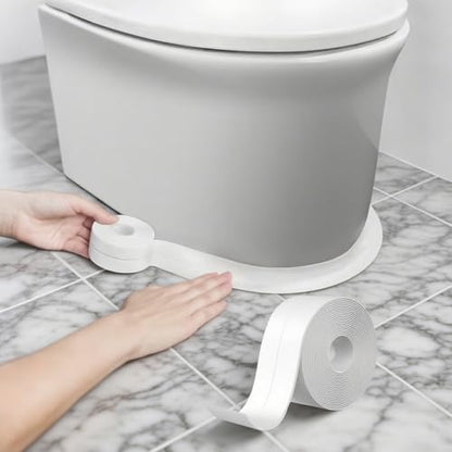 10.5 FT Toilet Sealing Strip Floor Sealant Tape (38 MM /1.5 IN-10.5FT),Caulking Decorative Tape White PVC Waterproof Stain Proof Self Adhesive Kitchen Toilet Bathtub Corner Protector - size: 38 MM /1.5 IN-10.5FT