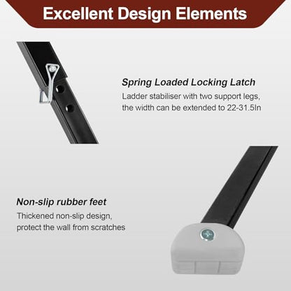 Ladder Stabilizer for Roof,Ladder Stabilizer,Wall Standoff,Ladder Accessory Safety Stability Easy Use,380 Lbs Weight Rating,Black