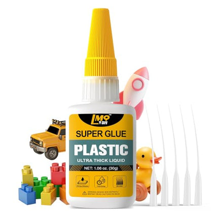 Plastic Super Glue Liquid, Clear Instant Cyanoacrylate Glue for Plastic Model 3d Printing PLA Airplane Miniatures Heavy Duty, All Purpose Superglue for Metal Rubber Wood Ceramic, Strong and Waterproof - size: 1oz-Thick