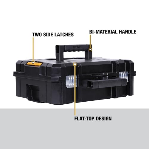 DEWALT TSTAK II Tool Box, Flat Top Tool Storage Case, Organizer Box Holds Up To 66 lbs, Flexible Platforms for Stacking, 13 Inch (DWST17807) (Pack of 4) - size: 1 Count (Pack of 4)