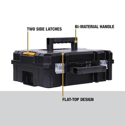 DEWALT TSTAK II Tool Box, Flat Top Tool Storage Case, Organizer Box Holds Up To 66 lbs, Flexible Platforms for Stacking, 13 Inch (DWST17807) (Pack of 4) - size: 1 Count (Pack of 4)