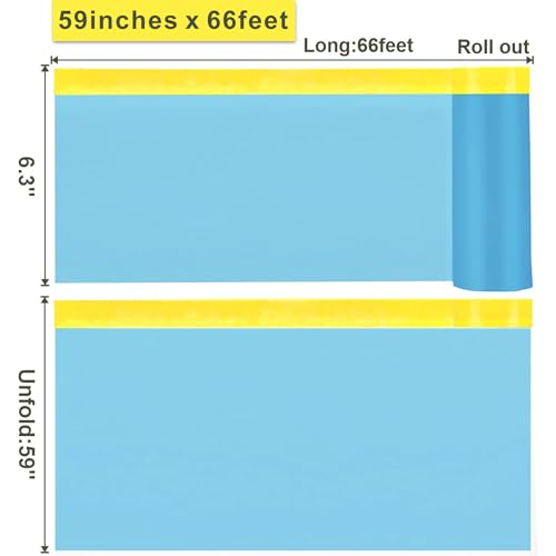 3 Rolls Automotive Tape and Drape 43" x 66' Pre-Taped Masking Film for Covering Cars Walls Windows and Floor Furniture Protection