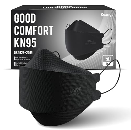 Keangs KN95 Face Masks 50 Pack, Soft and Comfortable Disposable Face Masks for Adults And Teens, Black - color: Adults-black, size: 1 Count (Pack of 50)