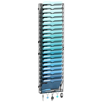 21-Tier Hanging Wall File Organizer with 5 Hooks, Wall File Holder with Labels, Vertical Wall Mount Mail Organizer for Papers, Folders, Magazines, Office Organization, Assembly Needed, Black - size: 21 Tier-Black