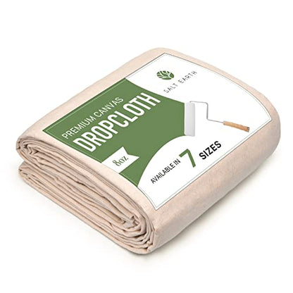 Salt Earth Canvas Drop Cloth 1Pc, Reusable Paint Drop Cloth, 100% Recycled Cotton Canvas Tarp Cover for Painter, Furniture, Floor Protection, All Purpose Painters Dropcloth for Christmas DIY (5x5 FT) - size: Pack of 1 - 5x5