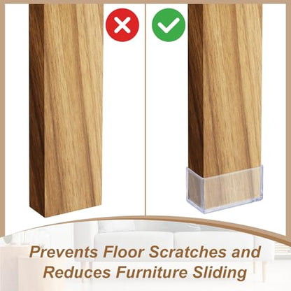 uxcell 12 Pcs Transparent Chair Leg Floor Protectors, 0.8 x 1.2 Inch Rectangle PVC Chair Leg Caps for Hardwood Floors, Non-Slip Reduce Noise Table Furniture Cover - size: 0.8 x 1.2 Inch