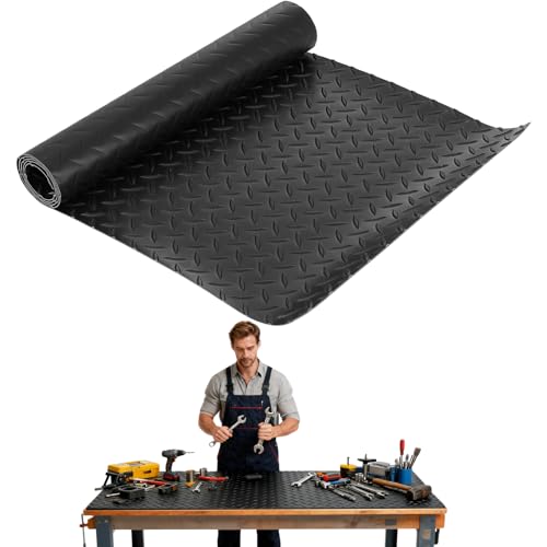 Work Bench Pad Mat, Top PVC Workbench Mat with Non-Slip Texture, 48" x 17" Scratch Stain Resistant Surface Protects Work Bench Tabletop Countertop for Woodworking Crafting Tool Protection