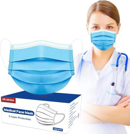 100 Pack Disposable Face Masks ASTM Level 2, Medical Grade 3 Ply Protection Face Mask for Adults - Comfortable,Soft, Breathable - style: 100 Pcs