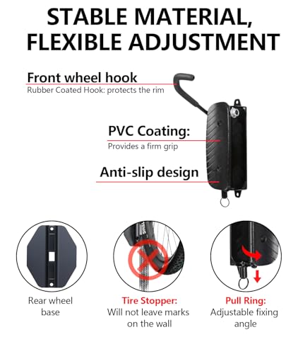 4 Pack Swivel Bike Wall Mount, Bike Hangers for Garage, Space-Saving Vertical Bike Rack, Sturdy Bike Storage Rack Holds Up to 66lbs, Easy to Install.