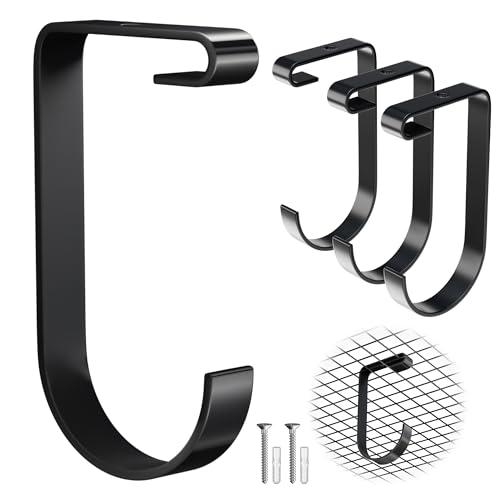 Bike Hooks for Garage Ceiling Storage Racks, 4 Pack Heavy-Duty Steel Thickened Flat Hooks, Supports Up to 50 lbs, Bike Hanger Add-On Overhead Garage Storage Rack & Wall Shelving, Black - color: Black