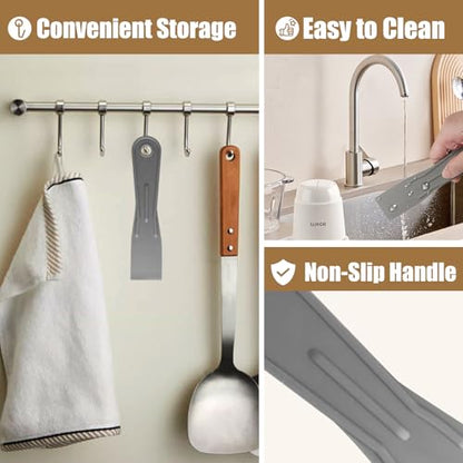 6pcs Flexible Plastic Putty Knife Set - 1.5 Inch Wide Scraper for Wall Repair, Spackling, Drywall Taping & Painting Projects (Grey)