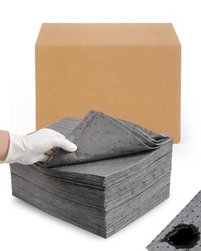 100 Pack 16"x18" Oil Absorbent Mat Pad New Upgrade | Heavy-Duty Absorption for Oil, Coolant & Liquids | Use in Home Garage, Workshop, Workbench & Under Sink | Spill Pads - size: 16x18 Inch