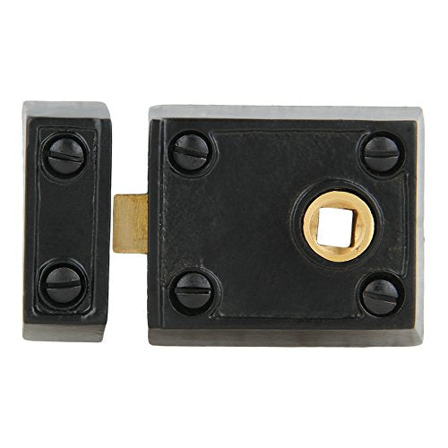 A29 Cast Iron Rim Lock Heavy Duty, Weather and Rust Resistant, Manual Latch for French & Screen Doors, Easy Install Hardware Included - Black Powder Coat Finish, Small 2.4", 1.5" Backset - style: Small Rim Lock
