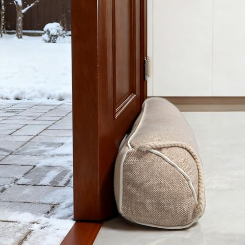 36 Inch Under Door Draft Stopper, Blocks Hot Cold Air Wind from Door and Window Bottom,Weather Seal, Reduce Noise Light,Triangular, Beige - color: Beige, size: 36 Inch