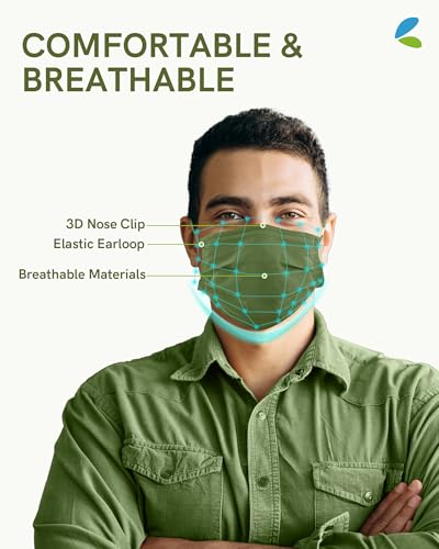 FriCARE Face Masks Disposable for Adults, 4 Ply ASTM Level 3, Individually Wrapped Mask for Allergy Protection, 100 Pack, Festive Cheer - color: Festive Cheer