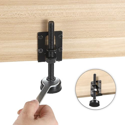 OwnMy 4 Packs Adjustable Furniture Leveling Feets L Shaped Furniture Levelers Legs, Heavy Duty Furniture Mounting Brackets Metal Furniture Leveling Feet for Workbench Cabinet Wardrobe, 4.7" H, Black - size: 4.7"H-Black
