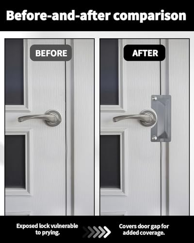 Door Latch Guard, 2 PCS 3" x 7" Door Latch Cover & Door Latch Plate, Carbon Steel Door Security Plate for Outswinging Doors, Easy Installation