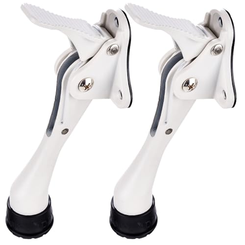 One Touch Kickdown Door Stopper, Door Holder, Heavy Duty Door Stops, Bottom of Door, Height-Adjustable Rubber Tips by HASHI (White 4 inch x 2pack) - color: White, size: 4 inch x 2pack