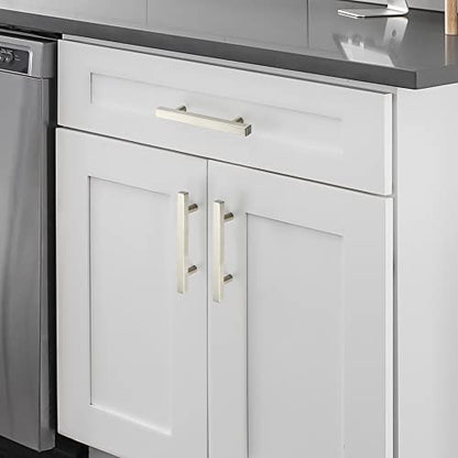 10 Pack Brushed Nickel Cabinet Handles with 3-3/4 Inch (96 mm) Hole Center, Square Kitchen Hardware for Cabinets & Drawers, Stainless Steel Pulls, 6 Inch Overall Length - color: Brushed Nickel Square T-Shaped, size: 3-3/4" Hole Center