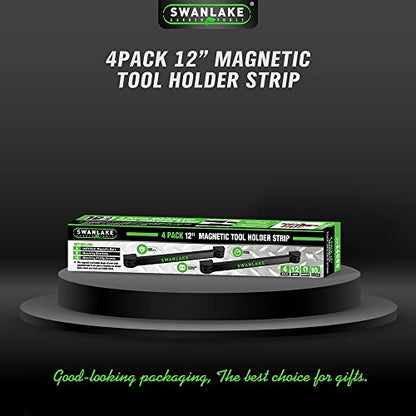 SWANLAKE GARDEN TOOLS 4-Piece 12" Magnetic Tool Holder Storage Organizer, Wall Mount Rack Garage Organization, Magnetic Strip for Garage Organization - style: Magnetic 12" 4-Piece