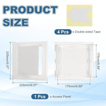 PATIKIL Access Panel for Drywall 7x7 Inch, 1 Set ABS Plastic Wall Hole Cover Access Door with Double-Sided Tape for Wall Ceiling Electrical, White
