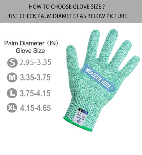 Cutting Gloves, Food Grade Level 5 Protection, Safety Kitchen Cut Gloves for Oyster Shucking, Fish Fillet Processing, Mandolin Slicing, Meat Cutting and Wood Carving. (Green-Small 1 Pairs) - color: Green, size: Small (Pack of 2)