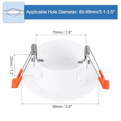 PATIKIL 3.9" Spring Ceiling Cover Plate, Recessed Light Trim Wall Mount Downlight Hole Cap Decorative Panel with Buckle Suitable for 3.1-3.5inch Round Hole Glass Ceiling Openings, White - size: 3.1-3.5"