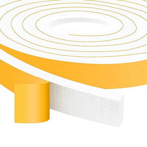 High Density Foam Weather Stripping Door Seal Strip Insulation Tape Roll for Insulating Door Frame, Window, Air Conditioner Self Adhesive Sealing Weatherstrip Dustproof (1 in x 1/2 in x 40 Ft) - color: White, size: 1 In x 1/2 In x 40Ft