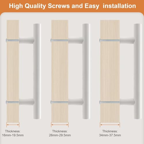 Probrico 5 Pack Hole Centers (96mm) 3.75inch White Kitchen Cabinet Handles Stainless Steel White Cabinet Pulls Round T Bar Pull Handle for Cabinets and Drawers Total Length 6inch - color: White, size: Hole Centers: 3-3/4"