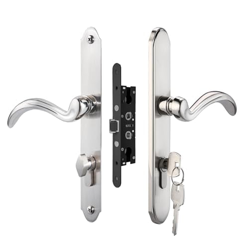 HauSun Storm Door Handle Set Replacement Kit with 2 Point Mortise Lock and Key,Security Door Keyed Lever Handle Fits for Pella or Larson Storm Door (Brushed Nickel) - color: Brushed Nickel