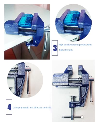 MYTEC Mini Table Clamp, 2.4" blue, Small Bench Vice, Upgraded cast steel manufacturing Jewelers Hobby Clamps Craft Repair Tool Portable Work Bench Vise - style: Mini 2.4" blue