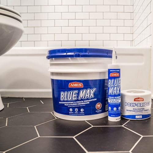Ames Blue Max® Liquid Rubber Crack Repair & Sealant - 10.1 Ounce Cartridge Paintable Waterproof Sealant - Perfect for Shower and Tub Details, Filling Large Cracks, Holes and Gaps in Concrete