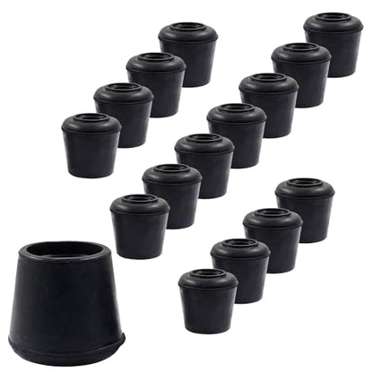 16pcs 1 Inch Round Chair Leg Tips Caps, Non-Slip Rubber Chair Leg Floor Protectors, Black Furniture Leg Caps Fit for 0.94"-1" (24-25mm) Diameter Round Feet - size: 1 Inch-Black