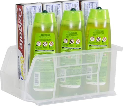 Akro-Mils 30230 AkroBins Plastic Storage Bins, Space-Saving Stackable Bins for Garage, Pantry, Craft Organization, 11" x 5" x 5", Clear, 12-Pack - color: Clear