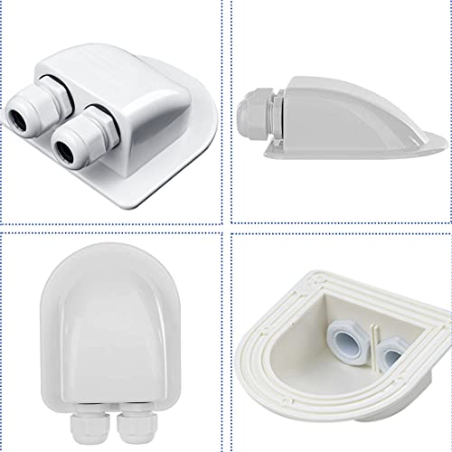 Solar Cable Entry Gland, Waterproof Solar Double Cable Connector Cover Solar Photovoltaic Plastic Bracket Curved ABS Dual Cable Entry Housing for Solar Panels of RV, Caravan Boat