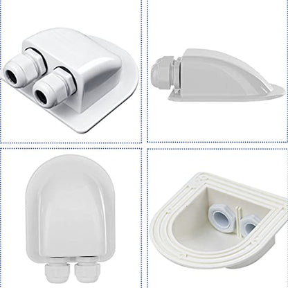 Solar Cable Entry Gland, Waterproof Solar Double Cable Connector Cover Solar Photovoltaic Plastic Bracket Curved ABS Dual Cable Entry Housing for Solar Panels of RV, Caravan Boat