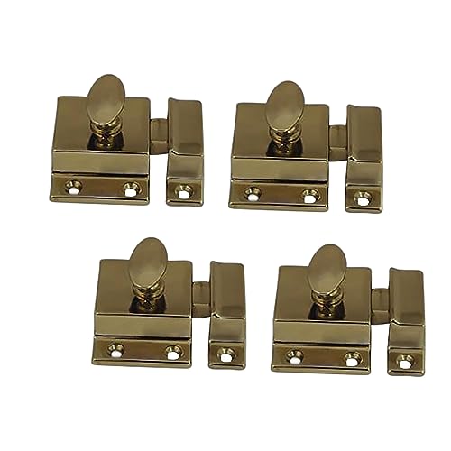 QCAA Traditional Large Oval Turn Cabinet Latch, Solid Brass, 2", for Cupboard & Other Furniture, Polished Brass, 4 Pack, Made in Taiwan - color: Polished Brass, size: 4pack