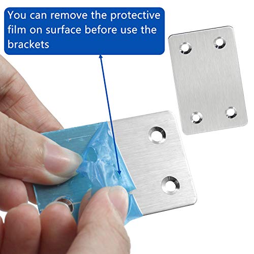 BokWin 12Pcs Flat Straight Mending Plates, 2.4" x 1.5" Mounting Bracket Plate, 0.05" Thickness Stainless Steel Straight Corner Brackets, Heavy Duty Flat Corner Brace for Furniture Repair with Screws - size: 2.4" X 1.5" (Silver)