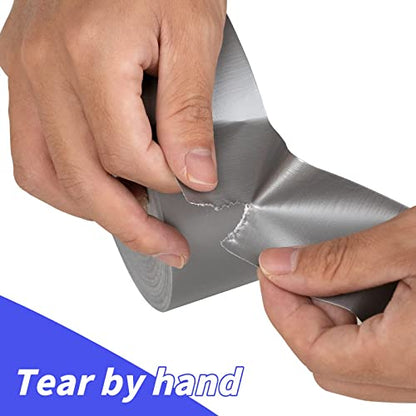 4 Inch Silver Duct Tape - 4 Pack Heavy Duty Duct Tape, Totals 220 Yards, 8.3 mil Thickness, Strong, Flexible, No Residue, All-Weather and Tear by Hand - for Repairs, Industrial, Professional Use - color: Gray, size: 4inch x 220 yards