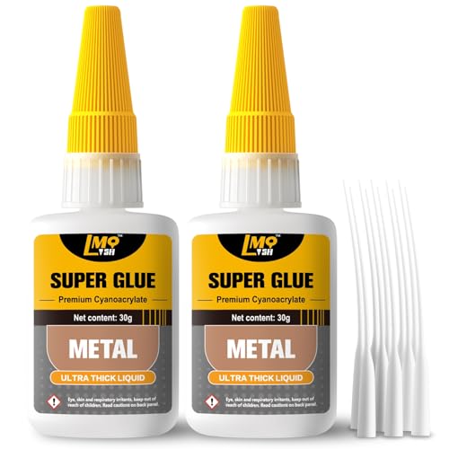 Metal Super Glue Liquid, 60g Clear Instant Thick CA Glue for Stainless Steel Aluminum DIY Crafts and Repairs, Fast Drying High Strength All Purpose Permanent Professional Cyanoacrylate Adhesives - size: 2oz-thick