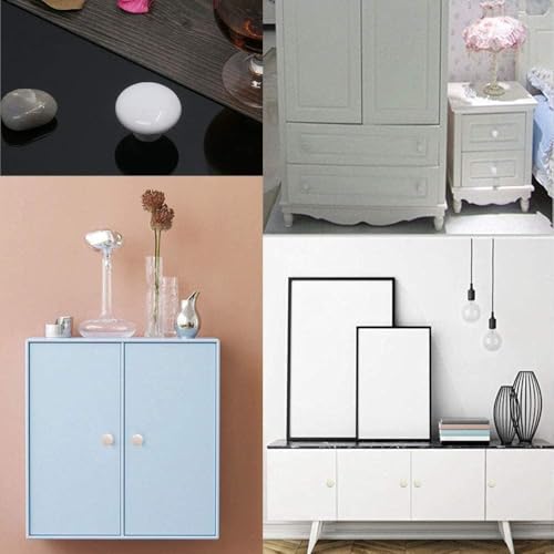 10x White Door Knob Cabinet Retro Round Ceramic Drawer Cupboard Kitchen Dresser Pull Handle Knobs 32mm/1.25" with 3-Sized Screws - size: 10 Pack