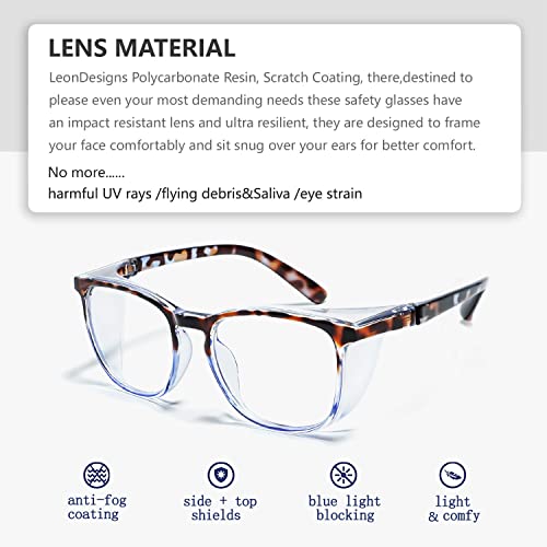 Safety Glasses Anti-Fog Goggles Z87.1 Blue Light Blocking Anti-Dust UV Protection Glasses For Men Women (Blue Quartz) - color: Blue Quartz