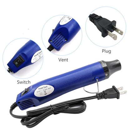 Mini Heat Gun, Portable Hot Air Gun Tool for DIY Crafts Heat Shrink Gun for Epoxy Resin, Embossing, Shrinking Wrapping Drying Paint Removing Stickers (Blue) - color: Blue